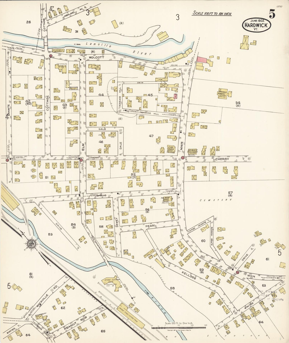 Sanborn Fire Insurance Map from Hardwick, Caledonia County, Vermont (1922), Sheet #0005 - Complete Map Set gallery image, historic Sanborn map, vintage wall art, Vermont Vermont
