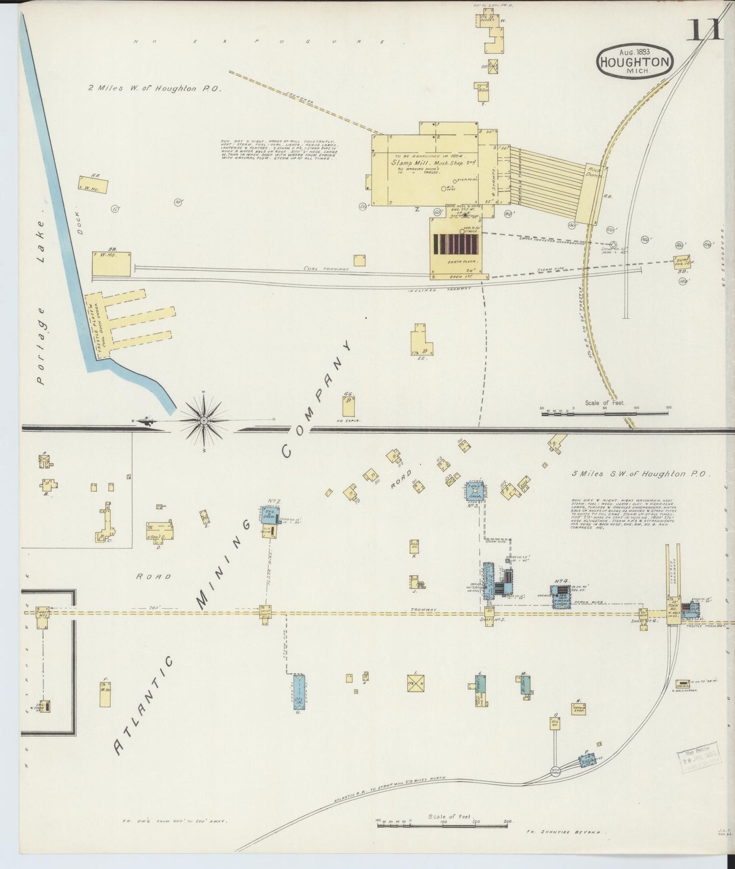 Sanborn Fire Insurance Map from Houghton, Houghton County, Michigan (1893), Sheet #0011 - Complete Map Set gallery image, historic Sanborn map, vintage wall art, Michigan Michigan