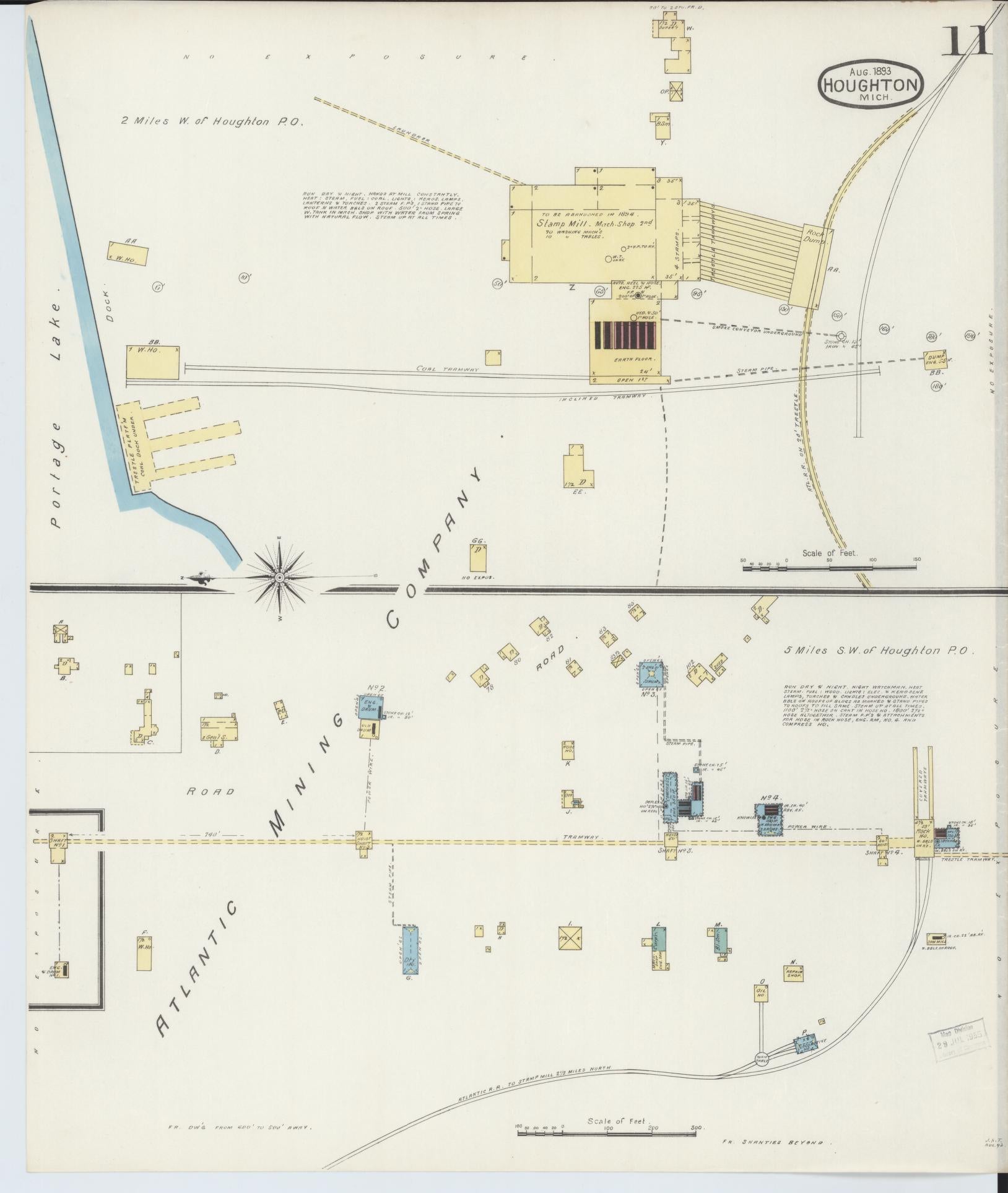 Sanborn Fire Insurance Map from Houghton, Houghton County, Michigan (1893), Sheet #0011 - Complete Map Set gallery image, historic Sanborn map, vintage wall art, Michigan Michigan