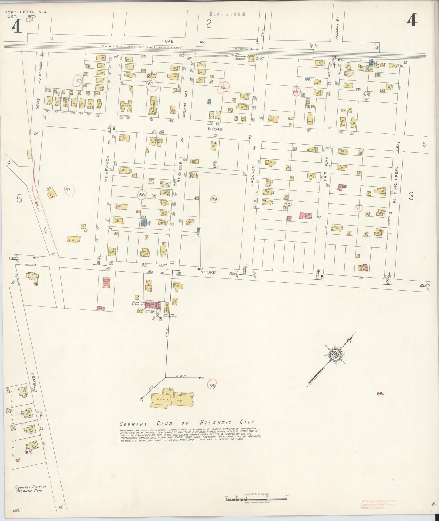Sanborn Fire Insurance Map from Northfield, Atlantic County, New Jersey (1942), Sheet #0004 - Complete Map Set gallery image, historic Sanborn map, vintage wall art, New Jersey New Jersey