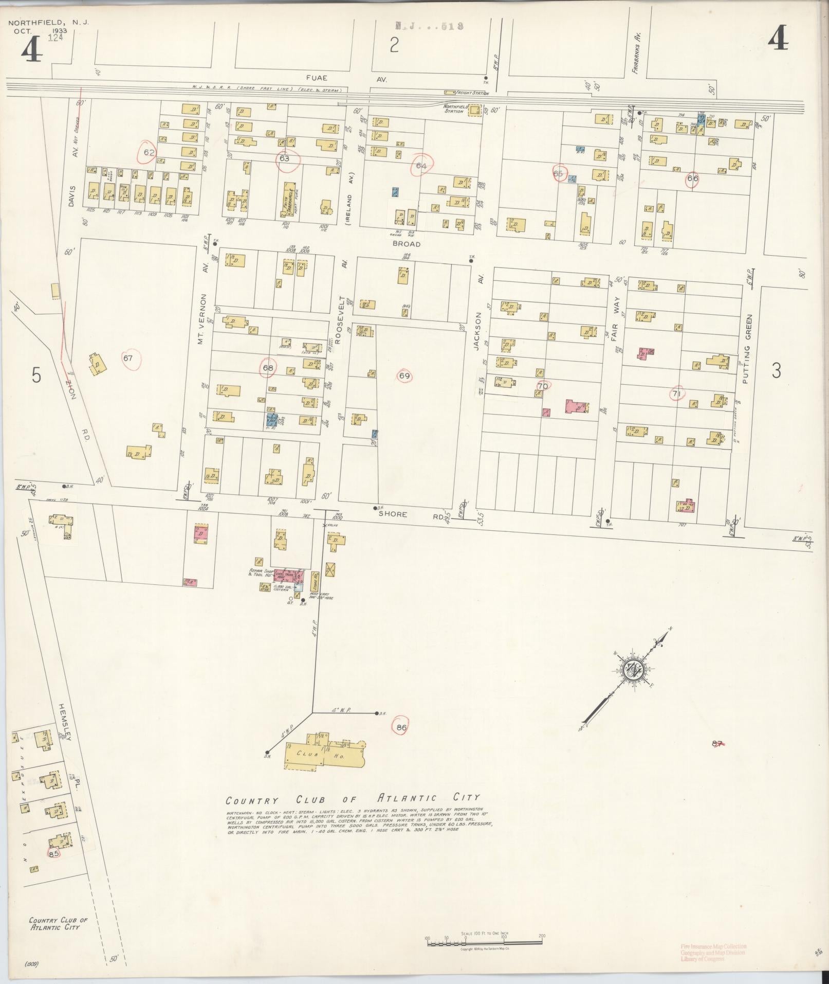 Sanborn Fire Insurance Map from Northfield, Atlantic County, New Jersey (1942), Sheet #0004 - Complete Map Set gallery image, historic Sanborn map, vintage wall art, New Jersey New Jersey