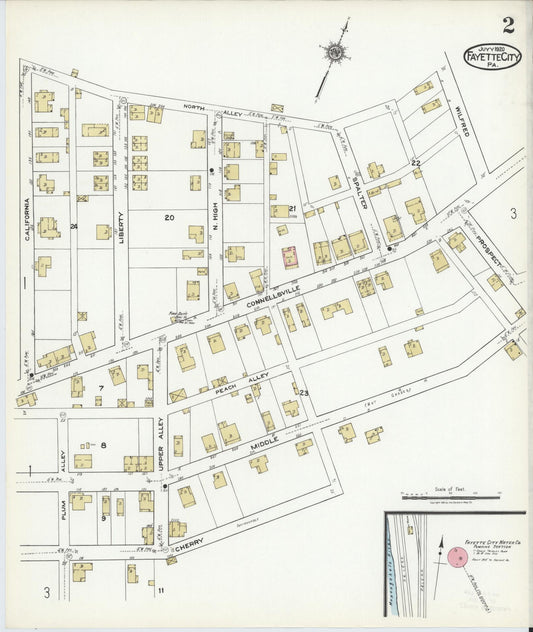Sanborn Fire Insurance Map from Fayette City, Fayette County, Pennsylvania (1920), Sheet #0002 - Historic Sanborn Fire Insurance Map Print, vintage old map wall art, antique decor, genealogy gift, Pennsylvania Pennsylvania map