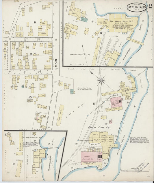 Sanborn Fire Insurance Map from Berlin, Coos County, New Hampshire (1887), Sheet #0002 - Historic Sanborn Fire Insurance Map Print, vintage old map wall art, antique decor, genealogy gift, New Hampshire New Hampshire map