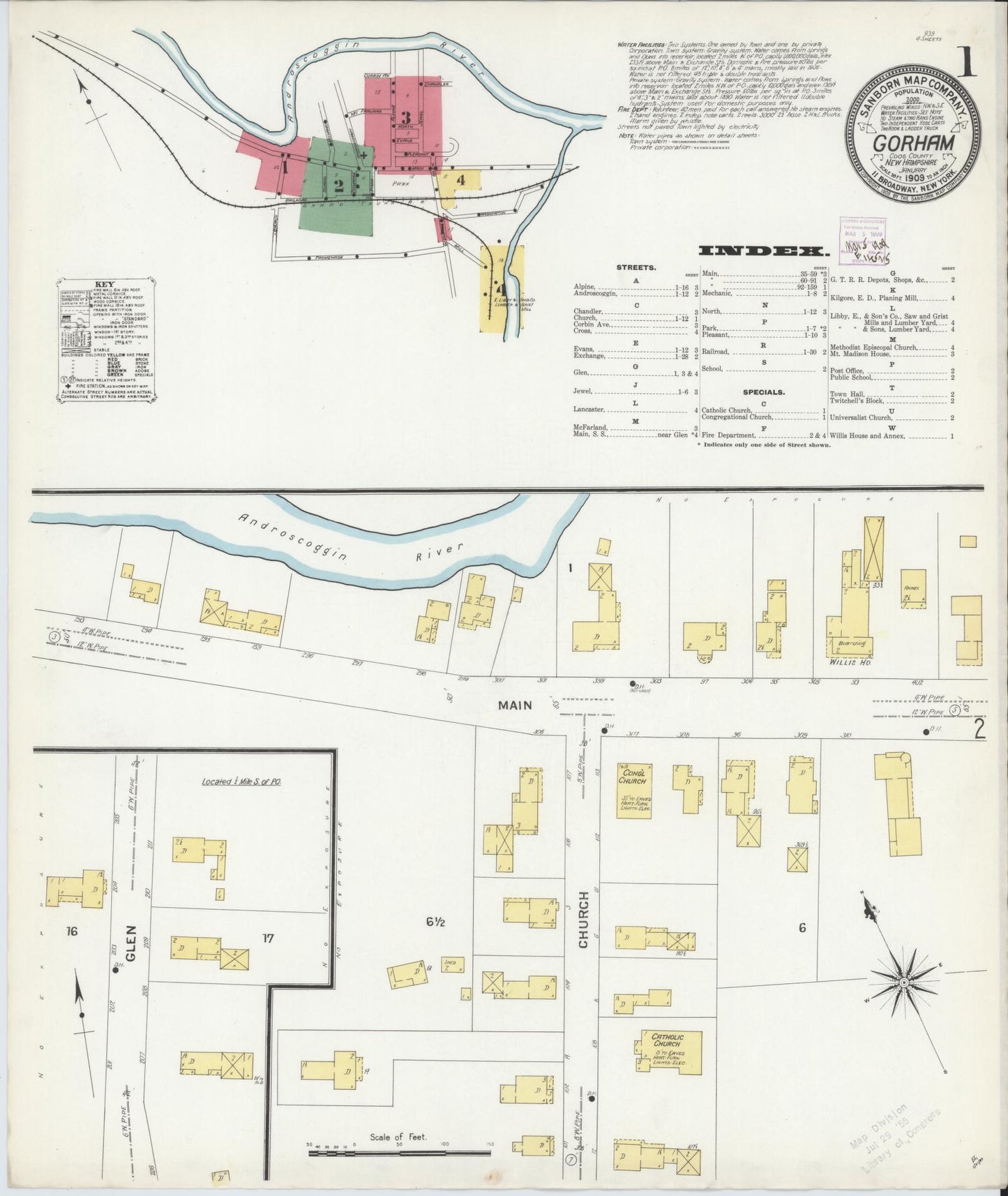 Sanborn Fire Insurance Map from Gorham, Coos County, New Hampshire. (1909) – Historic Sanborn Fire Insurance Map Print