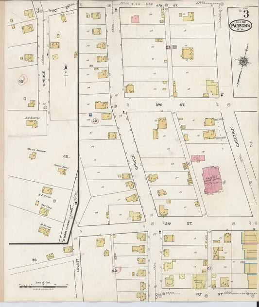 Sanborn Fire Insurance Map from Parsons, Tucker County, West Virginia (1944), Sheet #0003 - Historic Sanborn Fire Insurance Map Print, vintage old map wall art, antique decor, genealogy gift, West Virginia West Virginia map