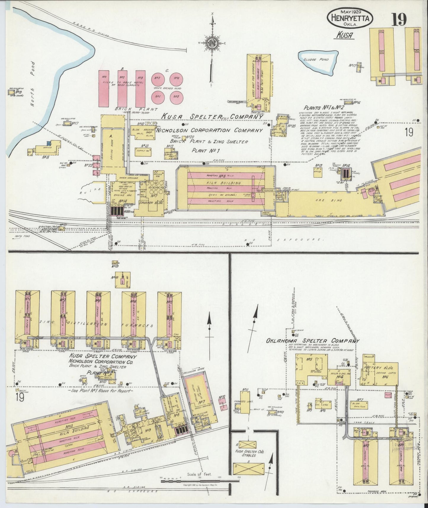 Sanborn Fire Insurance Map from Henryetta, Okmulgee County, Oklahoma (1920), Sheet #0019 - Complete Map Set gallery image, historic Sanborn map, vintage wall art, Oklahoma Oklahoma