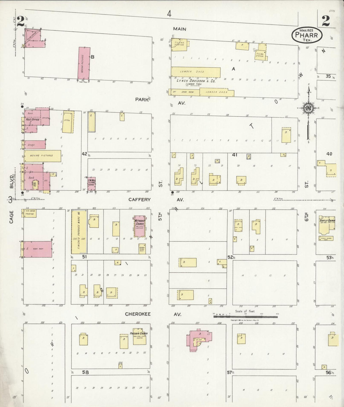 Sanborn Fire Insurance Map from Pharr, Hidalgo County, Texas (1925), Sheet #0002 - Historic Sanborn Fire Insurance Map Print, vintage old map wall art, antique decor, genealogy gift, Texas Texas map