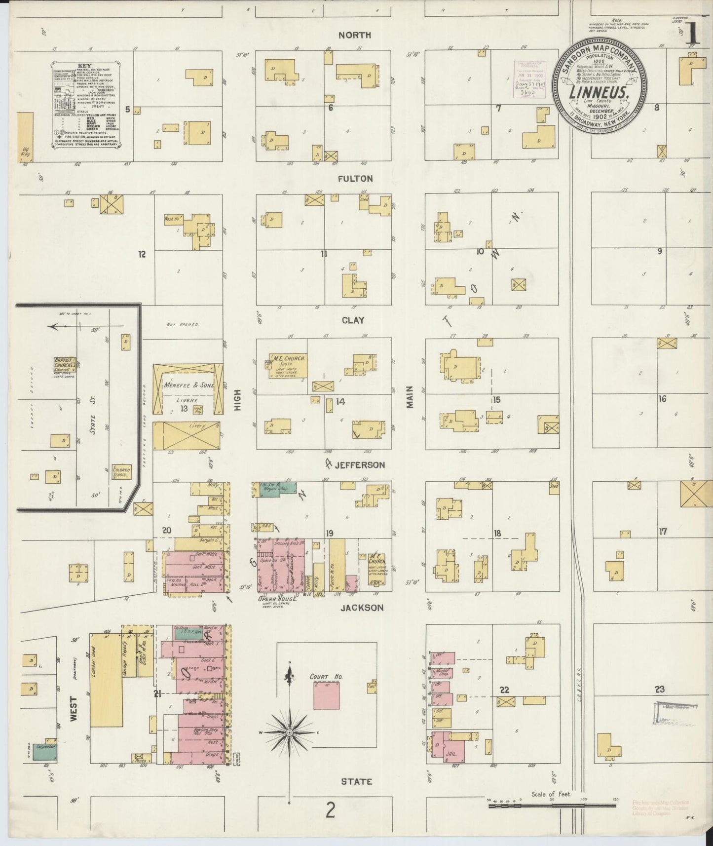 Sanborn Fire Insurance Map from Linneus, Linn County, Missouri (1902), Sheet #0001 - Complete Map Set gallery image, historic Sanborn map, vintage wall art, Missouri Missouri