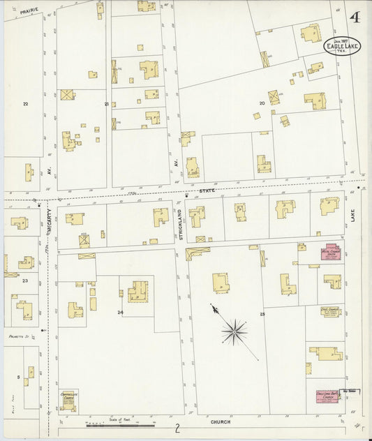 Sanborn Fire Insurance Map from Eagle Lake, Colorado County, Texas (1907), Sheet #0004 - Historic Sanborn Fire Insurance Map Print, vintage old map wall art, antique decor, genealogy gift, Eagle Lake Colorado map