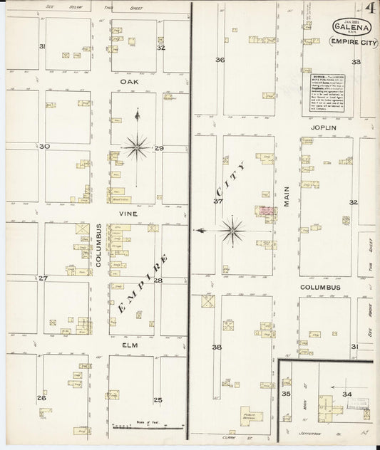 Sanborn Fire Insurance Map from Galena, Cherokee County, Kansas (1885), Sheet #0004 - Historic Sanborn Fire Insurance Map Print, vintage old map wall art, antique decor, genealogy gift, Kansas Kansas map