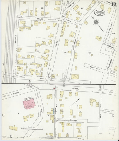 Sanborn Fire Insurance Map from Putnam, Windham County, Connecticut (1910), Sheet #0010 - Complete Map Set gallery image, historic Sanborn map, vintage wall art, Connecticut Connecticut