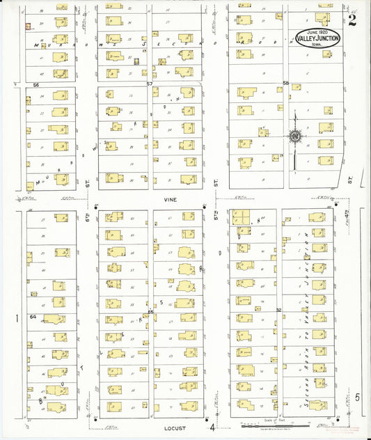 Sanborn Fire Insurance Map from Valley Junction, Polk County, Iowa (1920), Sheet #0002 - Historic Sanborn Fire Insurance Map Print, vintage old map wall art
