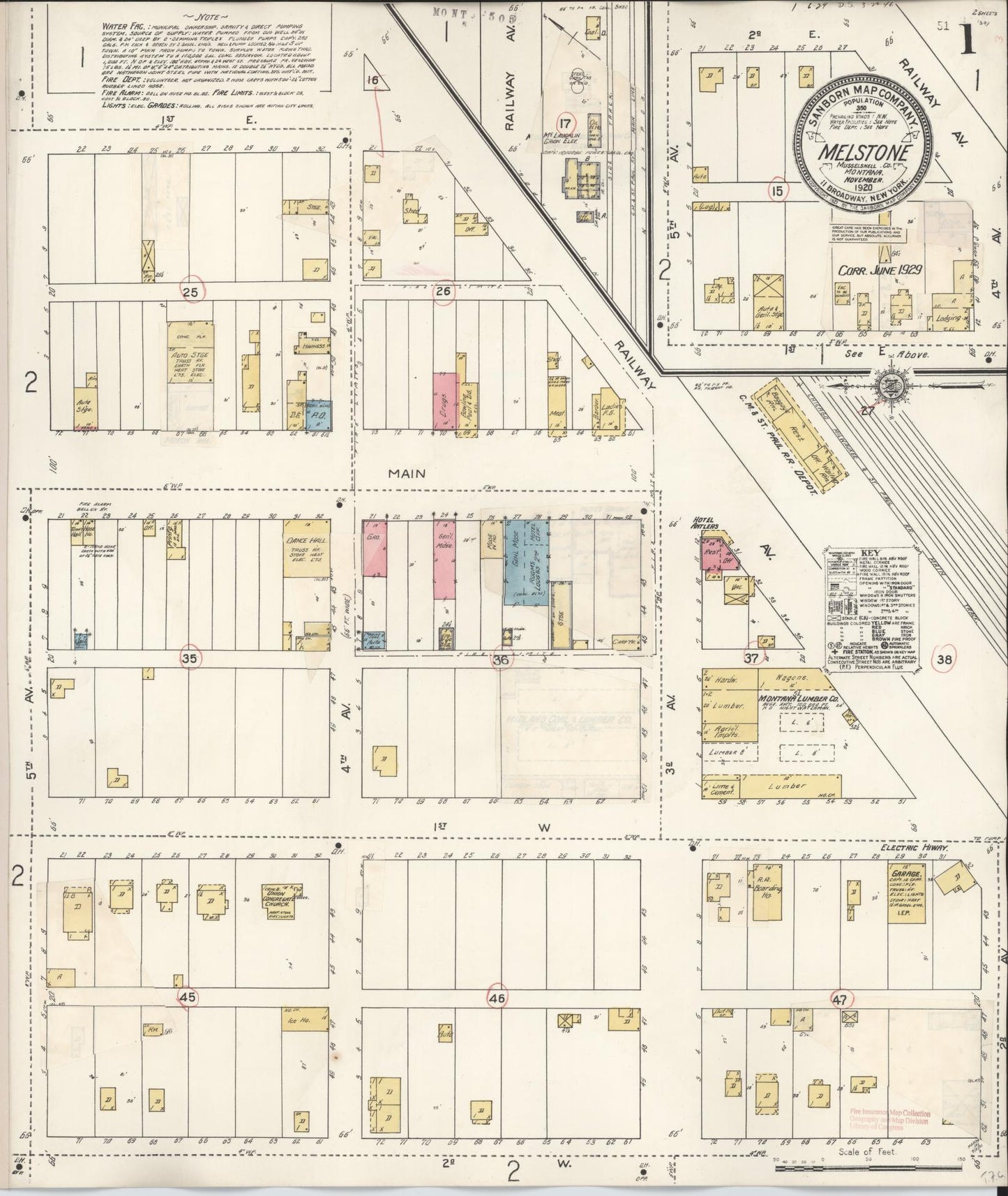 Sanborn Fire Insurance Map from Melstone, Musselshell County, Montana. (1929) – Historic Sanborn Fire Insurance Map Print