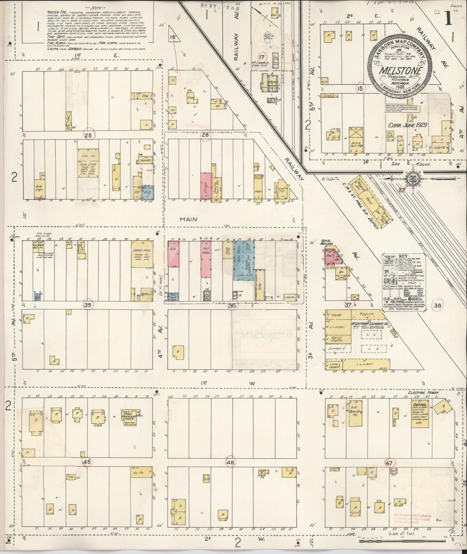 Sanborn Fire Insurance Map from Melstone, Musselshell County, Montana. (1929) – Historic Sanborn Fire Insurance Map Print
