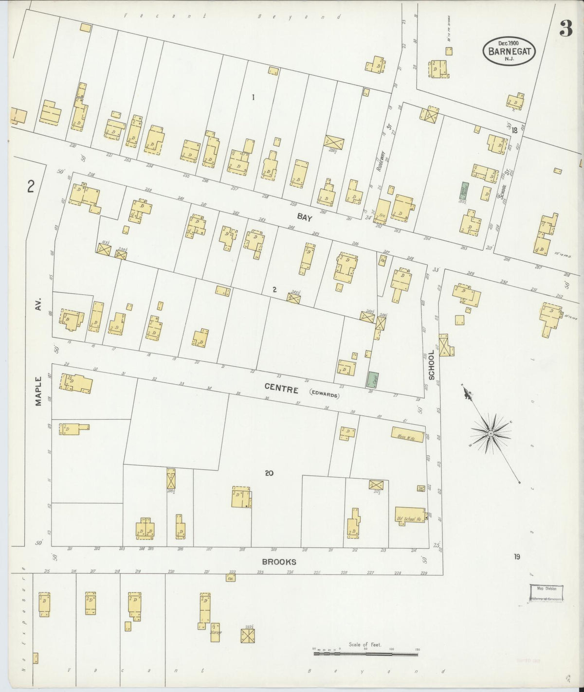 Sanborn Fire Insurance Map from Barnegat, Ocean County, New Jersey (1900), Sheet #0003 - Complete Map Set gallery image, historic Sanborn map, vintage wall art, New Jersey New Jersey
