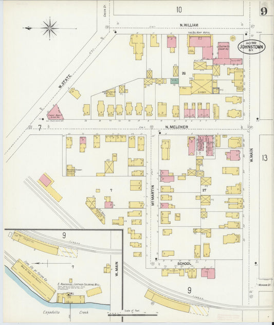 Sanborn Fire Insurance Map from Johnstown, Fulton County, New York (1902), Sheet #0009 - Historic Sanborn Fire Insurance Map Print, vintage old map wall art, antique decor, genealogy gift, New York New York map