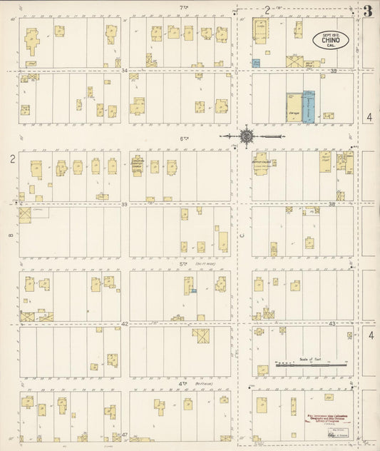 Sanborn Fire Insurance Map from Chino, San Bernardino County, California (1912), Sheet #0003 - Historic Sanborn Fire Insurance Map Print, vintage old map wall art, antique decor, genealogy gift, California California map