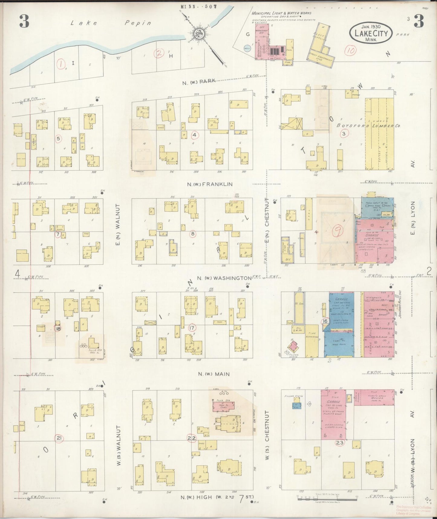 Sanborn Fire Insurance Map from Lake City, Wabasha County, Minnesota (1938), Sheet #0003 - Historic Sanborn Fire Insurance Map Print, vintage old map wall art, antique decor, genealogy gift, Minnesota Minnesota map