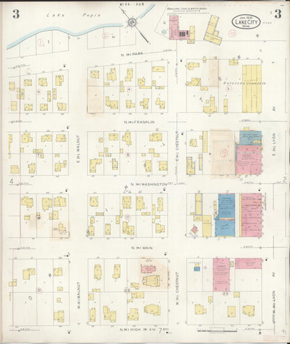 Sanborn Fire Insurance Map from Lake City, Wabasha County, Minnesota (1938), Sheet #0003 - Historic Sanborn Fire Insurance Map Print, vintage old map wall art, antique decor, genealogy gift, Minnesota Minnesota map