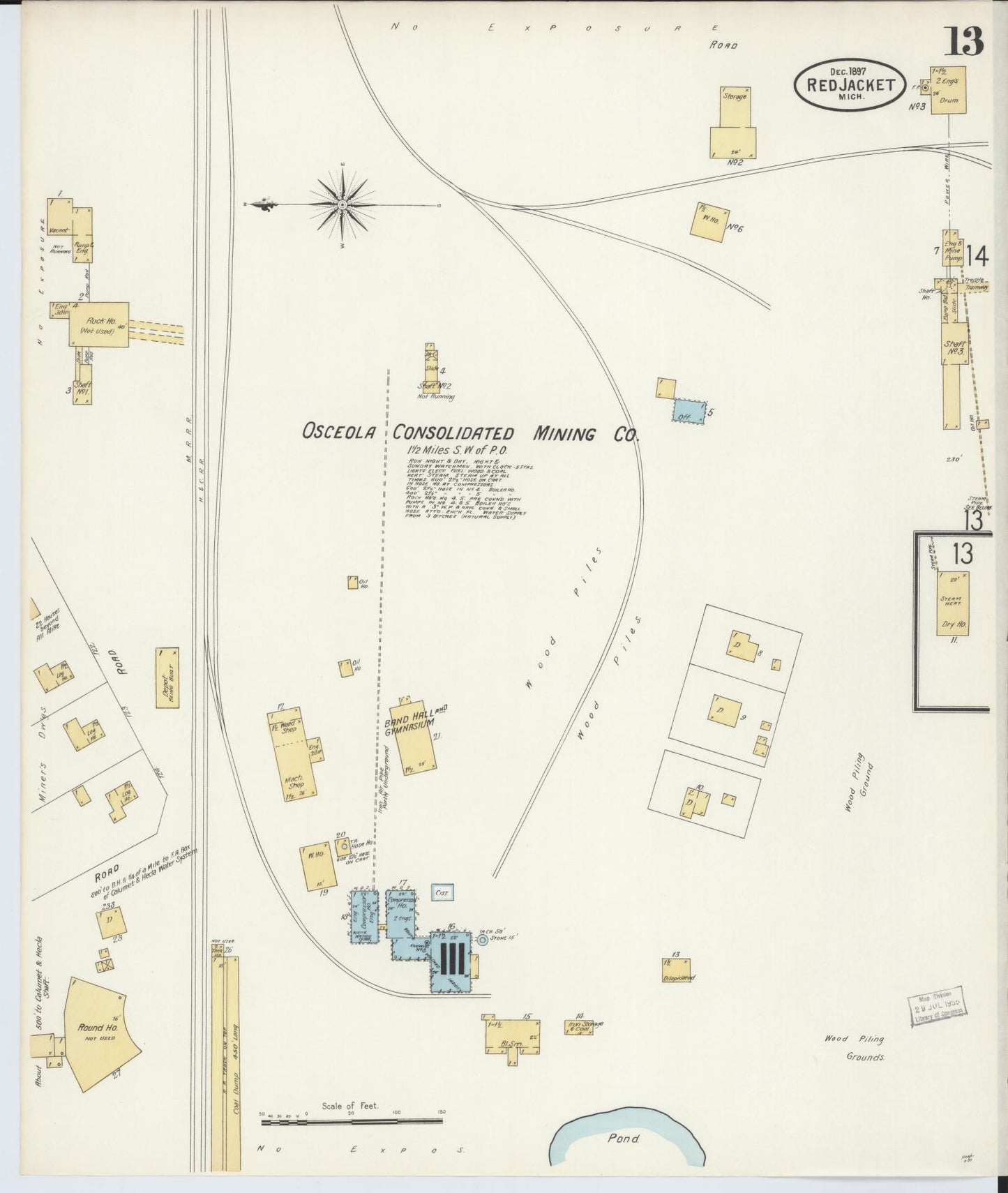 Sanborn Fire Insurance Map from Red Jacket, Houghton County, Michigan (1897), Sheet #0013 - Complete Map Set gallery image, historic Sanborn map, vintage wall art, Michigan Michigan
