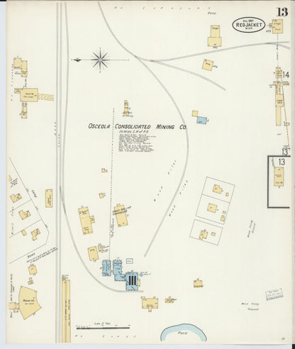 Sanborn Fire Insurance Map from Red Jacket, Houghton County, Michigan (1897), Sheet #0013 - Complete Map Set gallery image, historic Sanborn map, vintage wall art, Michigan Michigan