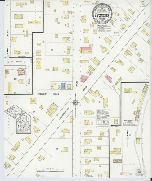 Sanborn Fire Insurance Map from Leonidas, Saint Joseph County, Michigan (1916), Sheet #0001 - Historic Sanborn Fire Insurance Map Print, vintage old map wall art, antique decor, genealogy gift, Michigan Michigan map