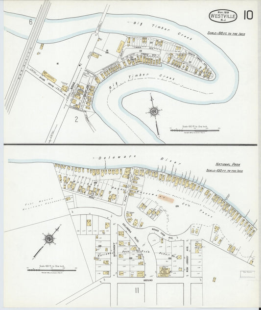 Sanborn Fire Insurance Map from Westville, Gloucester County, New Jersey (1919), Sheet #0010 - Historic Sanborn Fire Insurance Map Print, vintage old map wall art, antique decor, genealogy gift, New Jersey New Jersey map