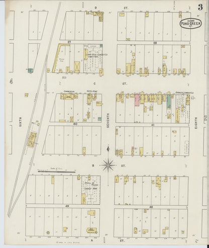 Sanborn Fire Insurance Map from Pond Creek, Grant County, Oklahoma (1895), Sheet #0003 - Complete Map Set gallery image, historic Sanborn map, vintage wall art, Oklahoma Oklahoma