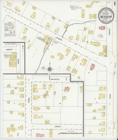 Sanborn Fire Insurance Map from Meridian, Cayuga County, New York (1911), Sheet #0001 - Complete Map Set gallery image, historic Sanborn map, vintage wall art, New York New York