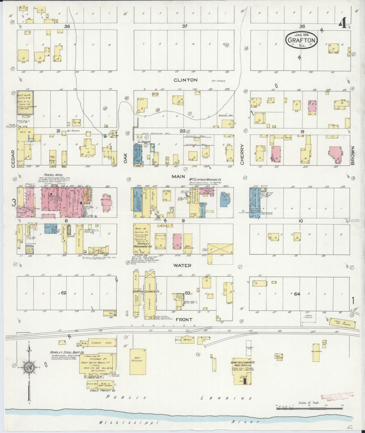 Sanborn Fire Insurance Map from Grafton, Jersey County, Illinois (1914), Sheet #0004 - Complete Map Set gallery image, historic Sanborn map, vintage wall art, Illinois Illinois