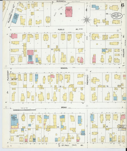 Sanborn Fire Insurance Map from Beloit, Rock County, Wisconsin (1902), Sheet #0006 - Historic Sanborn Fire Insurance Map Print, vintage old map wall art, antique decor, genealogy gift, Wisconsin Wisconsin map