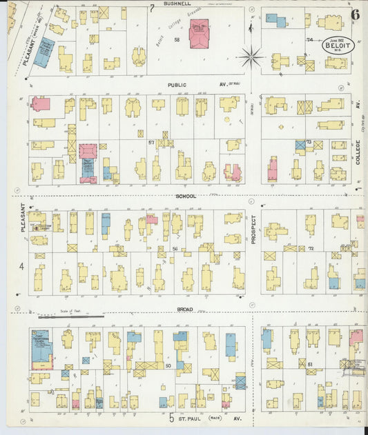 Sanborn Fire Insurance Map from Beloit, Rock County, Wisconsin (1902), Sheet #0006 - Historic Sanborn Fire Insurance Map Print, vintage old map wall art, antique decor, genealogy gift, Wisconsin Wisconsin map