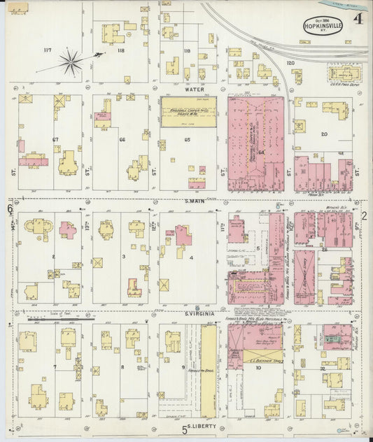 Sanborn Fire Insurance Map from Hopkinsville, Christian County, Kentucky (1896), Sheet #0004 - Historic Sanborn Fire Insurance Map Print, vintage old map wall art, antique decor, genealogy gift, Kentucky Kentucky map