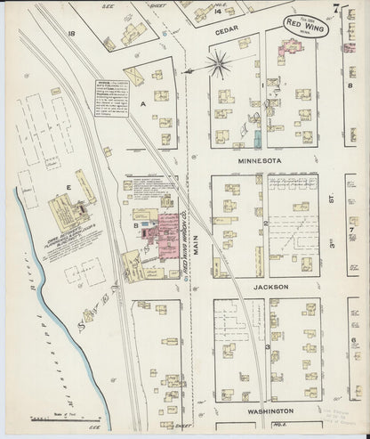 Sanborn Fire Insurance Map from Red Wing, Goodhue County, Minnesota (1884), Sheet #0007 - Complete Map Set gallery image, historic Sanborn map, vintage wall art, Minnesota Minnesota