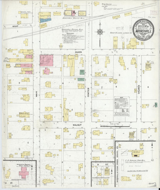 Sanborn Fire Insurance Map from Marshall, Parke County, Indiana (1910), Sheet #0001 - Historic Sanborn Fire Insurance Map Print, vintage old map wall art, antique decor, genealogy gift, Indiana Indiana map