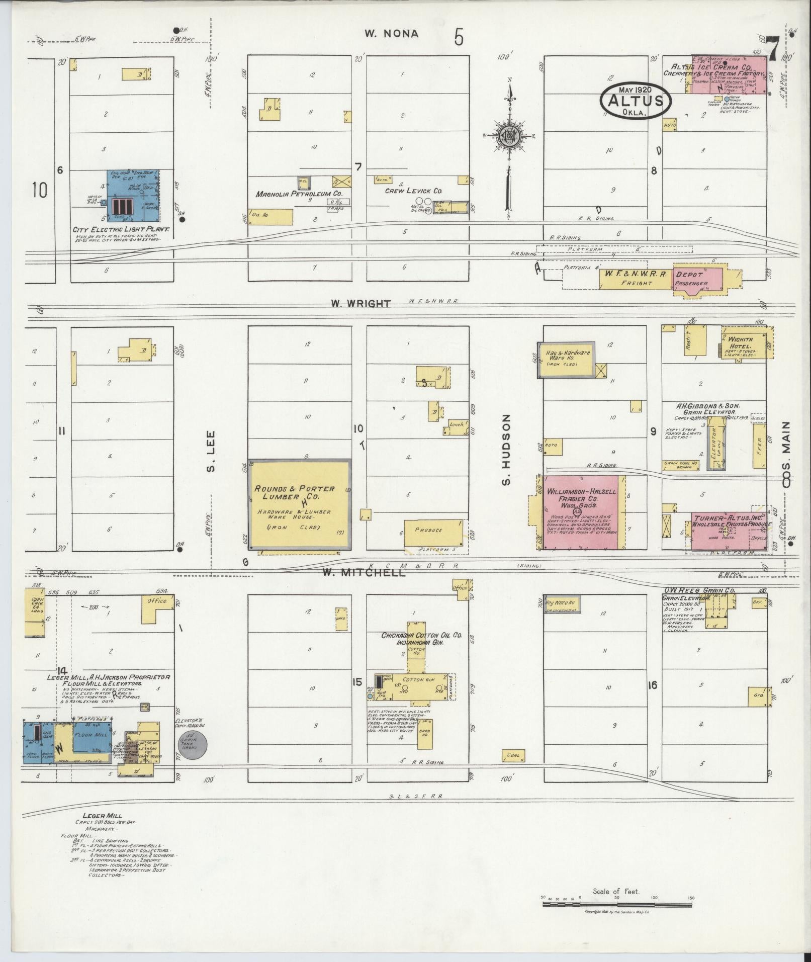 Sanborn Fire Insurance Map from Altus, Jackson County, Oklahoma (1920), Sheet #0007 - Historic Sanborn Fire Insurance Map Print, vintage old map wall art, antique decor, genealogy gift, Oklahoma Oklahoma map