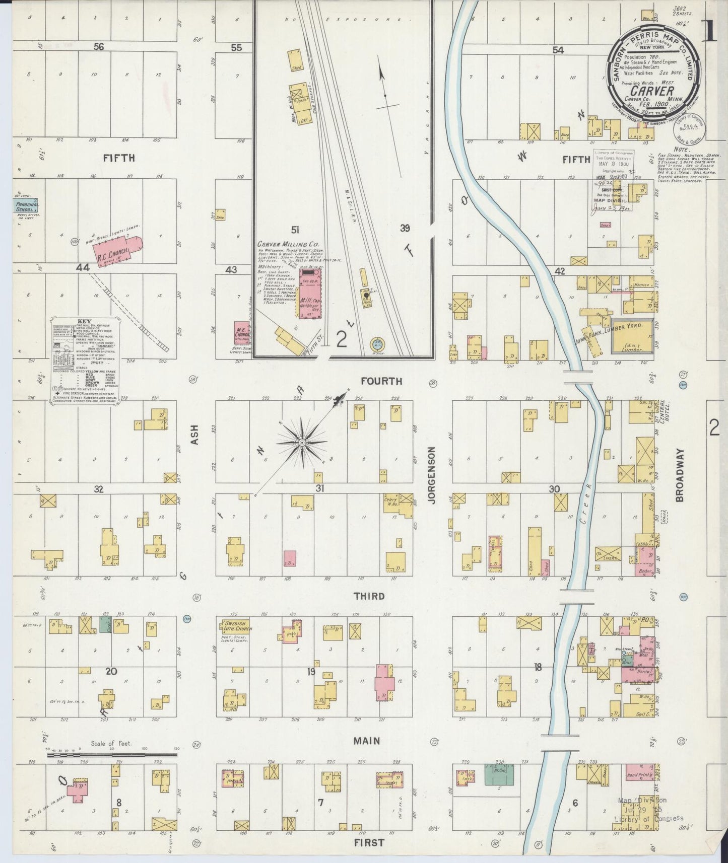 Sanborn Fire Insurance Map from Carver, Carver County, Minnesota (1900), Sheet #0001 - Historic Sanborn Fire Insurance Map Print, vintage old map wall art, antique decor, genealogy gift, Minnesota Minnesota map