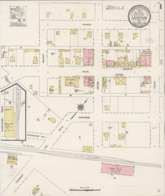 Sanborn Fire Insurance Map from Lockeford, San Joaquin County, California (1912), Sheet #0001 - Historic Sanborn Fire Insurance Map Print, vintage old map wall art, antique decor, genealogy gift, California California map