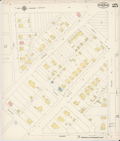 Sanborn Fire Insurance Map from Sheridan, Sheridan County, Wyoming (1912), Sheet #0025 - Complete Map Set gallery image, historic Sanborn map, vintage wall art, Wyoming Wyoming