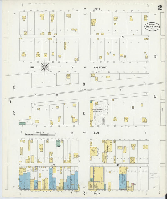 Sanborn Fire Insurance Map from Newkirk, Kay County, Oklahoma (1901), Sheet #0002 - Historic Sanborn Fire Insurance Map Print, vintage old map wall art, antique decor, genealogy gift, Oklahoma Oklahoma map