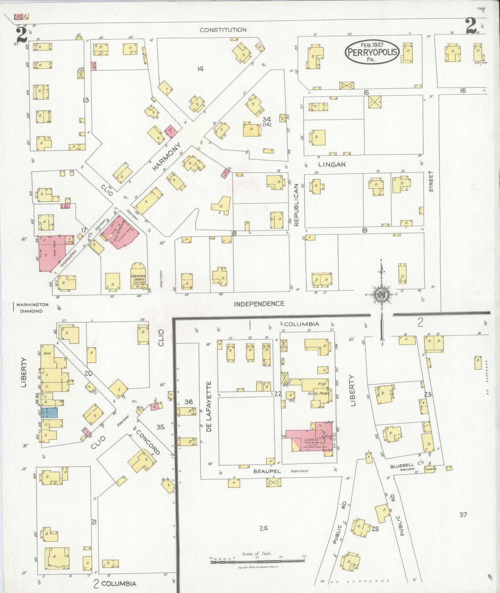 Sanborn Fire Insurance Map from Perryopolis, Fayette County, Pennsylvania (1927), Sheet #0002 - Complete Map Set gallery image, historic Sanborn map, vintage wall art, Pennsylvania Pennsylvania