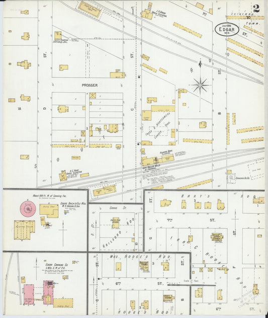 Sanborn Fire Insurance Map from Edgar, Clay County, Nebraska (1899), Sheet #0002 - Historic Sanborn Fire Insurance Map Print, vintage old map wall art, antique decor, genealogy gift, Nebraska Nebraska map