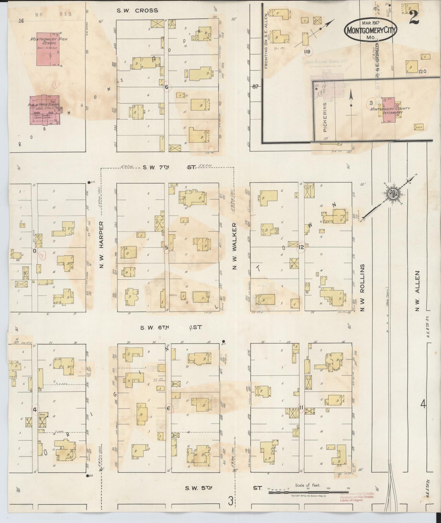 Sanborn Fire Insurance Map from Montgomery City, Montgomery County, Missouri (1932), Sheet #0002 - Complete Map Set gallery image, historic Sanborn map, vintage wall art, Missouri Missouri