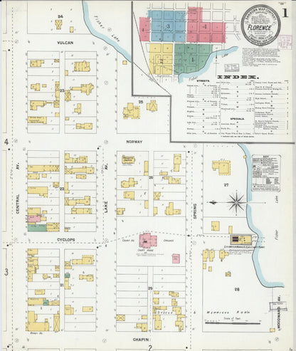 Sanborn Fire Insurance Map from Florence, Florence County, Wisconsin (1904), Sheet #0001 - Complete Map Set gallery image, historic Sanborn map, vintage wall art, Wisconsin Wisconsin
