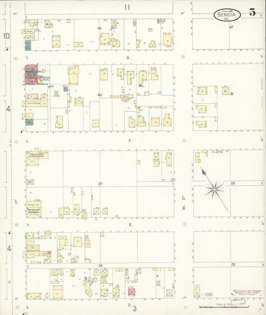 Sanborn Fire Insurance Map from Benicia, Solano County, California (1899), Sheet #0005 - Historic Sanborn Fire Insurance Map Print, vintage old map wall art, antique decor, genealogy gift, California California map