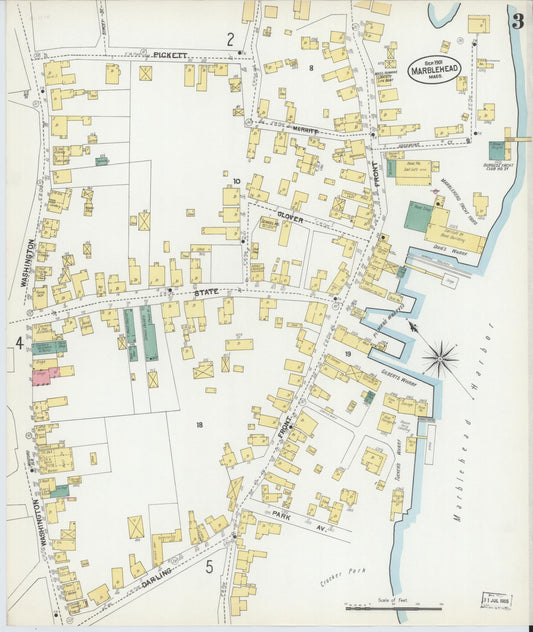 Sanborn Fire Insurance Map from Marblehead, Essex County, Massachusetts (1901), Sheet #0003 - Historic Sanborn Fire Insurance Map Print, vintage old map wall art, antique decor, genealogy gift, Massachusetts Massachusetts map
