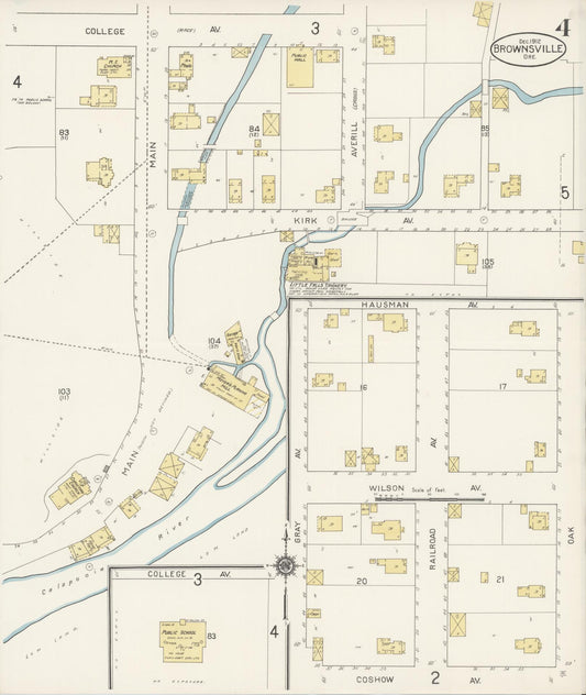 Sanborn Fire Insurance Map from Brownsville, Linn County, Oregon (1912), Sheet #0004 - Historic Sanborn Fire Insurance Map Print, vintage old map wall art, antique decor, genealogy gift, Oregon Oregon map