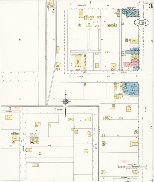 Sanborn Fire Insurance Map from Driggs, Teton County, Idaho (1921), Sheet #0003 - Historic Sanborn Fire Insurance Map Print, vintage old map wall art, antique decor, genealogy gift, Idaho Idaho map
