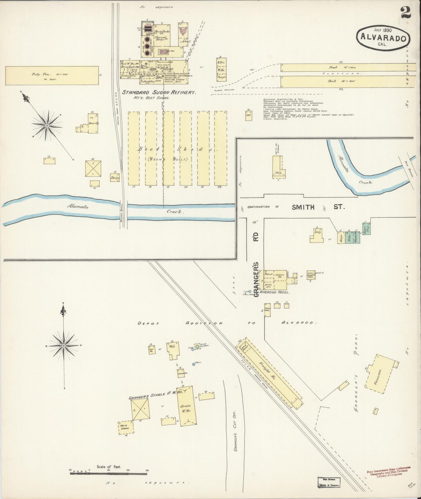 Sanborn Fire Insurance Map from Alvarado, Alameda County, California (1890), Sheet #0002 - Historic Sanborn Fire Insurance Map Print, vintage old map wall art, antique decor, genealogy gift, California California map