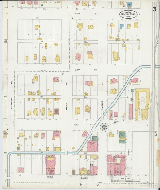 Sanborn Fire Insurance Map from Rocky Ford, Otero County, Colorado (1906), Sheet #0005 - Historic Sanborn Fire Insurance Map Print, vintage old map wall art, antique decor, genealogy gift, Colorado Colorado map